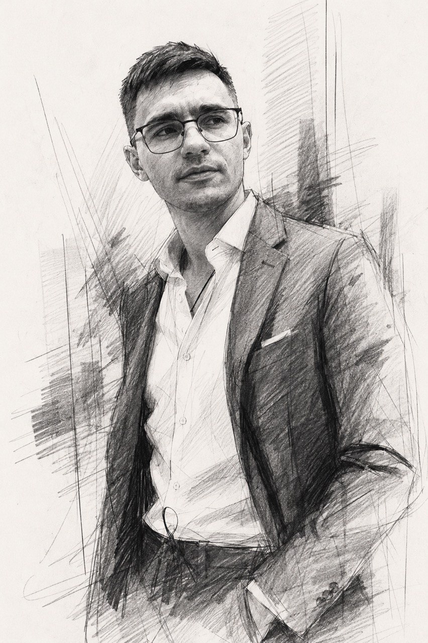 Graphite portrait of Dmitrii Belikov